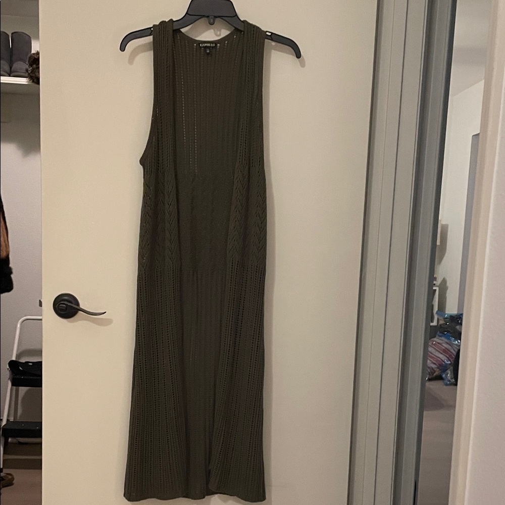 Express Khaki Sleeveless Knit Vest